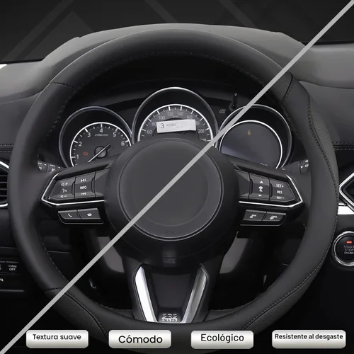 Miniatura 6 de Funda para Volante de Coche West Llama para Mazda 3,5,6,CX-3,CX-5,CX-30,CX-50,CX9,CX-9,MX-5 Miata,CX-7,RX-8,14.5-15 pulgadas (Negro-Tamaño Estándar)