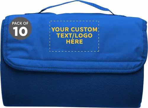 Miniatura 10 de DISCOUNT PROMOS Juego de 10/50/100 mantas de pícnic enrollables, paquete personalizado a granel, ideal para camping, picnic, playa, deportes al aire