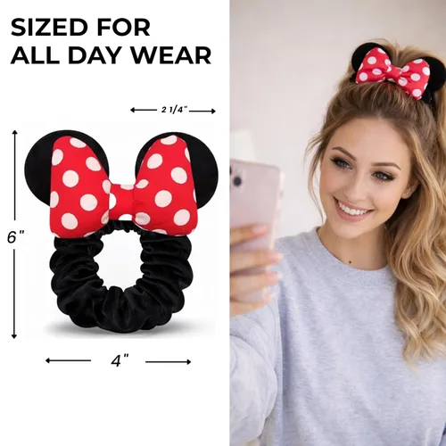 Miniatura 5 de Styla Hair - Paquete de 2 coleteros para orejas de ratón, con lazo de terciopelo con orejas de lentejuelas, bonitos accesorios para el cabello