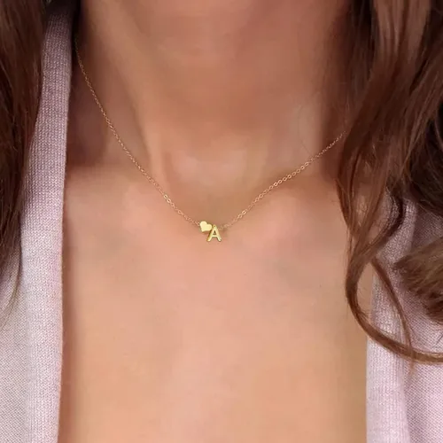 Miniatura 4 de Initial Necklaces for Women Teen Girl Gifts Trendy Stuff 14K Gold Plated Heart Initial Necklace Dainty Letter Heart Pendant Necklace Christmas Gift