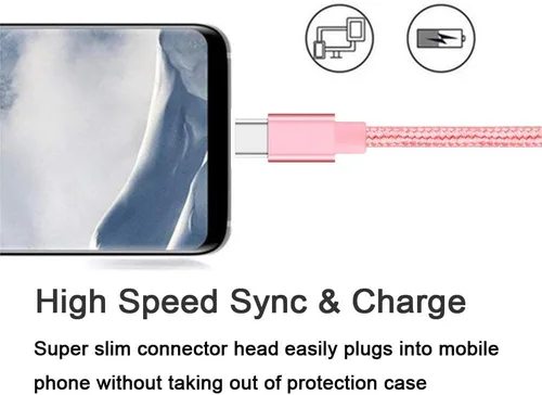 Miniatura 8 de [Paquete de 2, 3.3 pies] Cable USB C de carga rápida USB A a tipo C, cable de carga trenzado para Samsung Galaxy A13 A03s A32 A52 A53, S22 S9 S10E