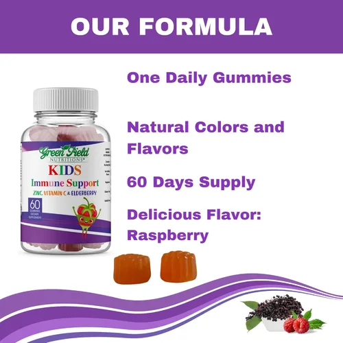 Miniatura 5 de Greenfield Nutritions - Gomitas halal de apoyo inmunológico de saúco para niños, apoya tu sistema inmunológico de forma natural con vitaminas halal