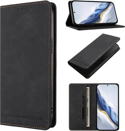 Compatible con Oukitel C1 / C1 Pro Flip Kickstand Cierre Magnético Cartera Funda Negro
