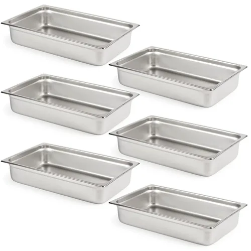 Miniatura 8 de CURTA Paquete de 6 sartenes antiatascos para hotel, tamaño 1/6 de 6 pulgadas de profundidad, bandeja comercial NSF de acero inoxidable 18/8