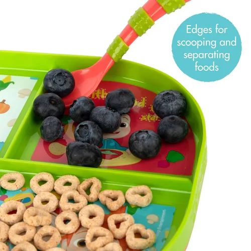 Miniatura 3 de The First Years CoComelon - Juego de vajilla para niños pequeños, juego de vajilla de plástico y utensilios para niños, 2 platos reversibles