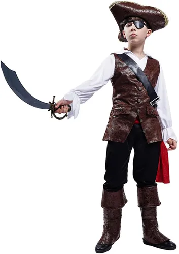 Miniatura 4 de PGOND Disfraz de pirata de lujo para niños con sombrero