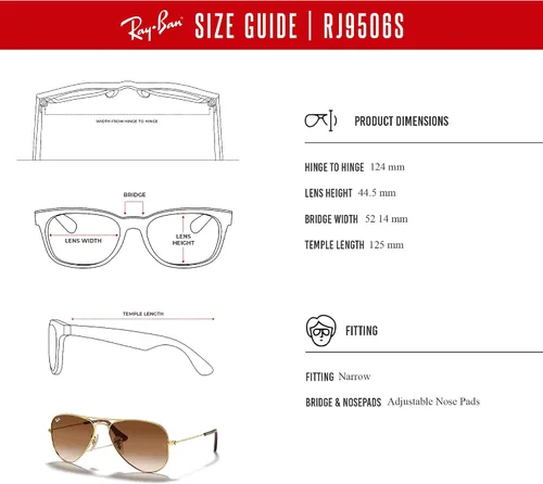 Miniatura 6 de Ray-Ban Junior Aviator RJ9506S - Lentes de sol de aviador para niños pequeños + paquete con kit de gafas de diseñador iWear