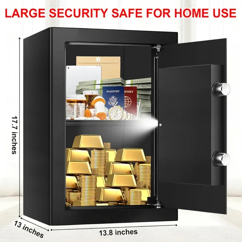 Miniatura 2 de Cajas fuertes grandes de 3.4 pulgadas para uso doméstico, caja de seguridad digital para el hogar, impermeable, con teclado programable, llaves