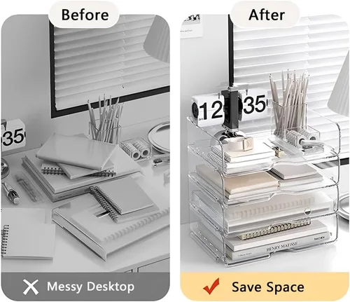 Miniatura 2 de Organizador de Papel de 4 Niveles para Escritorio, Bandeja de Papel Organizador de Escritorio Apilable, Ideal para Suministros de Oficina