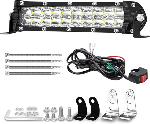 Miniatura 21 de Barra de luz LED delgada de 7 pulgadas para camión tractor, 12 V-60 V, pequeñas luces LED de trabajo todoterreno, luces antiniebla auxiliares 60 W