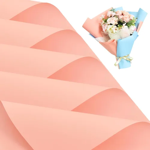 Miniatura 27 de BEISHIDA 100 PCS Papel de Envolver Floral Rosa - Papel de Envolver Flores Mate Impermeable para Ramo, Suministros de Floristería, Manualidades DIY