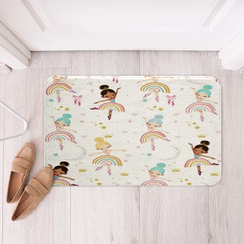 Miniatura 7 de Alfombras de baño de bailarina para niños, diseño de estrellas y corazones con notas musicales, decoración de habitación de niñas y mujeres