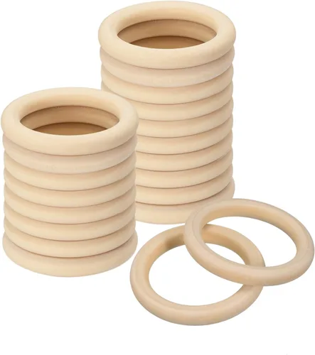 Miniatura 15 de uxcell 20 anillos de madera natural de 1.181 in (1.2 pulgadas), círculos de madera lisa sin terminar de 0.236 in de grosor para manualidades, tejer