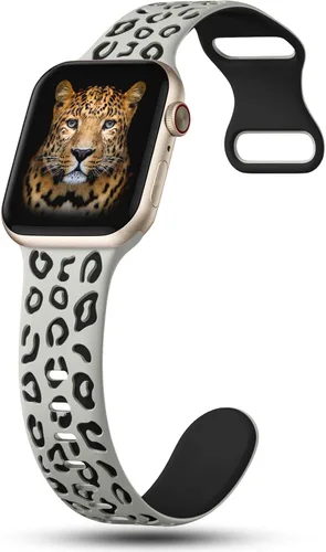 Miniatura 2 de CreateGreat Correas de leopardo grabadas compatibles con Apple Watch Band de 1.575 in 1.614 in 1.496 in 1.654 in 1.732 in 1.772 in 1.811 in 1.929 in