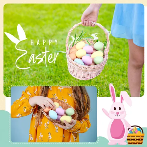 Miniatura 7 de Geiserailie 24 huevos de cerámica de Pascua de 2.44 pulgadas, cesta de huevos de Pascua para manualidades, decoración de fiesta, juego de Color suave