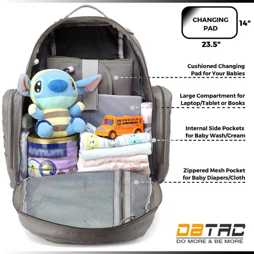 Miniatura 5 de DBTAC - Mochila para pañales para papá, bolsa de pañales grande para hombre con cambiador, bolsillos aislados+para limpiar, correas para cochecito