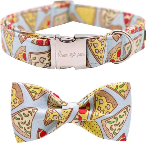 Miniatura 16 de Collar de perro de algodón con lazo floral a cuadros de Unique Style Paws, collar de perro colorido con lazo para perros pequeños, medianos y Plaid