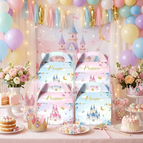 Miniatura 5 de Caja de regalo Nezyo Princesa y Príncipe - Cajas de regalo de cartón con corona rosa y azul para cumpleaños de niño o niña