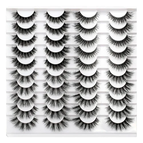 Miniatura 80 de Medias pestañas postizas con banda transparente, finas, estilo ojo de gato, naturales, cortas, pequeñas, acento 3/4, de visón sintético, tiras