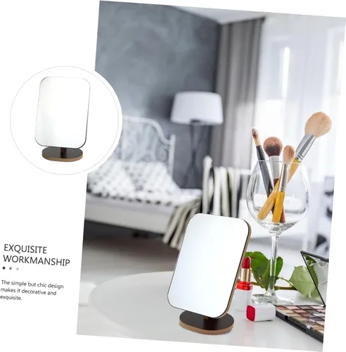 Miniatura 5 de FOMIYES Mesa de maquillaje portátil Espejo giratorio Vanidad de escritorio Espejo cosmético simple de madera