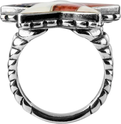 Miniatura 5 de Anillo de estrella con incrustaciones de piedras preciosas, color rojo, blanco y azul americano, tallas 5 a 10