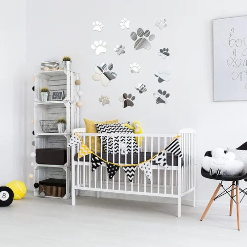 Miniatura 7 de Tenare 14 calcomanías de espejo con estampado de patas de perro, huellas de huellas de huellas de acrílico, adhesivo de pared extraíble para perro