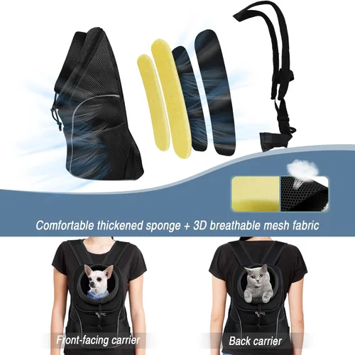 Miniatura 6 de WOYYHO Mochila Transportadora para Mascotas Perros, Mochila Frontal para Perros Pequeños, Mochila Transportadora Ventilada para Perros con Bolsillos