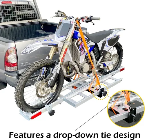 Miniatura 2 de MaxxHaul 50711 Portamotocicletas de Aluminio – Soporte de Enganche para Motocicleta de Cross con Rampa de Carga, Capacidad de 400 lb, Se Adapta a