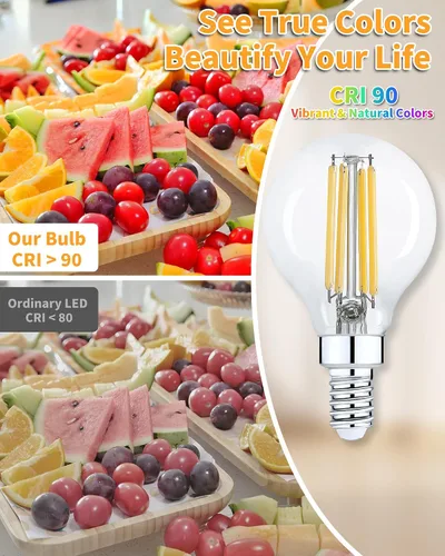 Miniatura 9 de Lafoy Bombillas redondas E12 para candelabros G16.5 equivalentes a 60 W, bombilla LED regulable, luz blanca suave de 2700 K, bombilla globo de 60