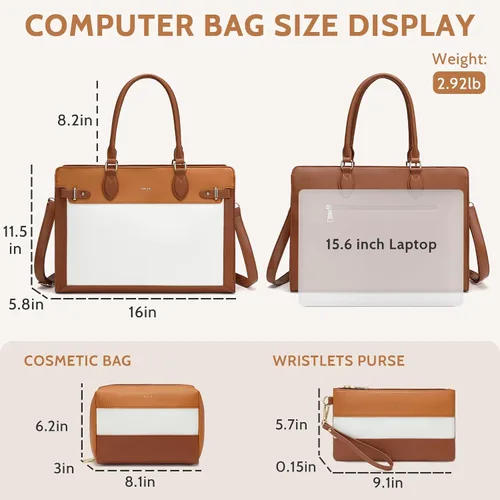 Miniatura 3 de Keyli Set de 3 piezas de bolso tote para laptop para mujeres, de 15.6 pulgadas, bolsos de trabajo, bolso de negocios para computadora, bolso