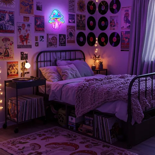 Miniatura 7 de Letrero de neón de hongo con interruptor regulable, luz de neón de hongo para decoración de pared, letrero de neón LED de hongo para dormitorio