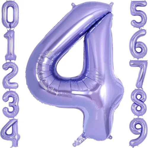 Miniatura 11 de Globo morado del número 3 de 40 pulgadas, globos grandes de aluminio con número de helio, globos gigantes de Mylar número 3 para cumpleaños de 3