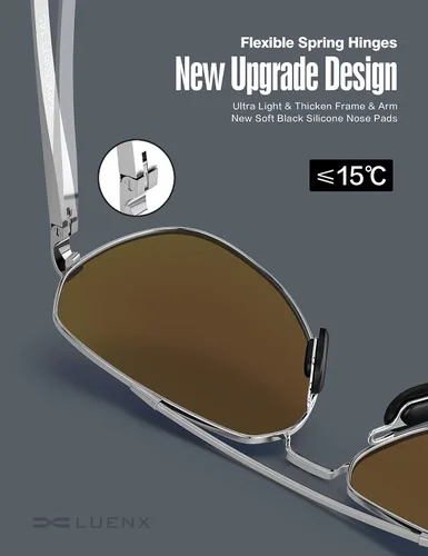 Miniatura 5 de Lentes para aviador Luenx polarizados para hombres y mujeres con armazón de metal grande protección UV 400