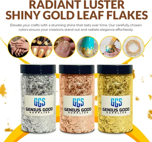 Miniatura 2 de Hojas de oro de 0.35 onzas, papel dorado, hojas doradas para manualidades, hojuelas de lámina dorada, hoja dorada para hojas de manualidades