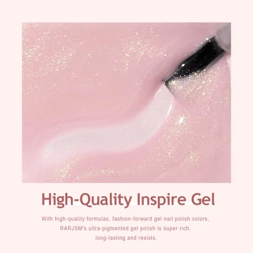 Miniatura 5 de RARJSM Esmalte de Uñas en Gel Rosa con Purpurina Nude, Rosa Brillante con Pigmento Dorado Brillante, Esmalte de Uñas en Gel Gelatinoso Transparente