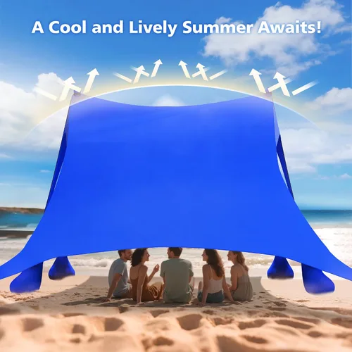 Miniatura 5 de 2PM SPORTS Toldo de Carpa de Playa con Protección UV UPF50+, Refugio Grande de Sombra Solar para Exteriores para Picnic Familiar, Camping, Viajes