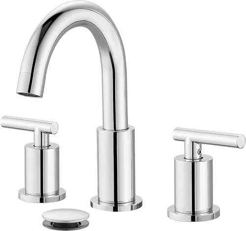 gotonovo llave de lavabo de 3 agujeros y 2 asas para lavabo de baño con llave de drenaje emergente con válvulas mezcladoras de agua caliente y fría