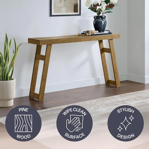 Miniatura 3 de Alaterre Furniture Lawas - Mesa consola de madera maciza – Mesa de entrada moderna de 56 pulgadas – Muebles de sala de estar de fácil montaje