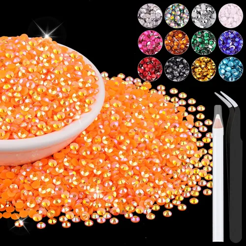 Miniatura 85 de 12000 diamantes de imitación de resina de 0.079 pulgadas a granel para manualidades (transparente), cristales deslumbrantes con parte trasera plana