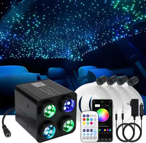 Miniatura 16 de AKEPO 36W 4 Color Twinkle & RGB Estrella fugaz de 2 en 1, luces de fibra óptica, kit de 1800pcs+240pcs de fibras ópticas de 0.03in 13.1ft