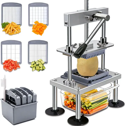 Cortador de patatas fritas, Goldtree, picador comercial de verduras de acero inoxidable profesional, cortador de cebollas para patatas, con 4