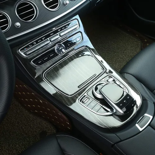 Miniatura 3 de YIWANG Adhesivos ABS de grano de madera negra para consola central de engranajes, marco de marco, 2 unidades para Mercedes Benz Clase E W213