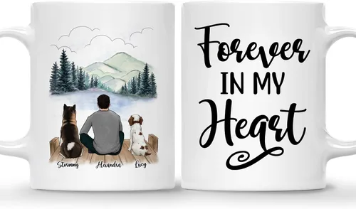 Miniatura 18 de Gossby Taza personalizada para papá con perro, Forever in My Heart, regalo personalizado para hombres amantes de los perros con diseño, nombres, 1