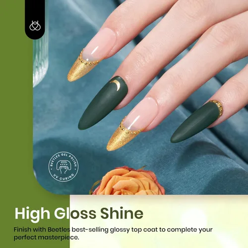 Miniatura 2 de Beetles Esmalte de uñas en gel de 6 colores, diseño de serpiente en verde oscuro, blanco, negro, dorado, esmalte de uñas en gel de invierno