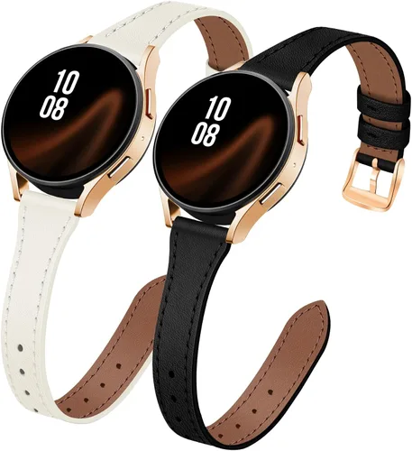 Miniatura 13 de JR.DM Paquete de 2 correas delgadas de cuero para mujer compatibles con Samsung Galaxy Watch 7/6/5/4/Active 2/4 Classic/6 Classic/5 Pro/FE 1.575 in