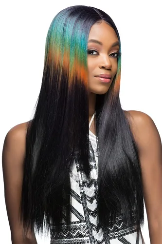 Miniatura 2 de Vivica A. Fox Espectro, encaje frontal HD, línea de cabello prearrancada, resistente al calor, largo y liso, multicolor, peluca de encaje natural