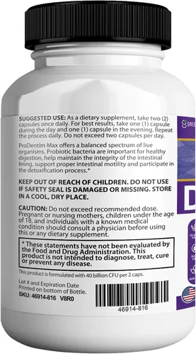 Miniatura 5 de Suplemento probiótico Dentuvium Max, 40 mil millones de UFC, apoya la salud digestiva de los dientes, encías, garganta, sin gluten, sin azúcar, sin