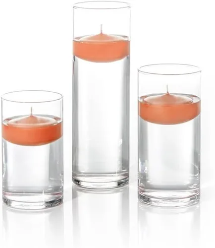 Miniatura 8 de yummi Juego de 18 velas flotantes y jarrones cilíndricos - Borgoña