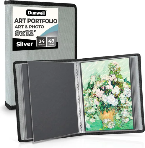 Miniatura 14 de Dunwell Art Portfolio - Carpeta de 9 x 12 pulgadas (azul), papel de montaje negro, carpeta de portafolio para obras de arte, carpeta de arte de 9 x