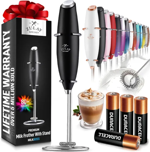 Miniatura 263 de Zulay Milk Boss Espumador de leche potente manual, hace espuma para latte, batidor para mezclar bebidas, café, miniespumador para capuchino, frappé
